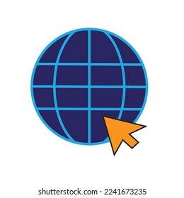 A globe with click arrow - Internet sign - icon , computer illustration , vcector 