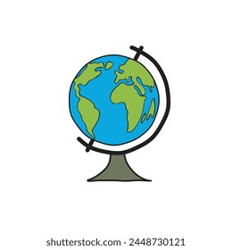 Globe clipart, earth map, desk graphic