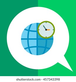 Globe and Clock Showing World Time Icon
