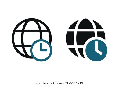 Globe clock time icon. Vector illustration