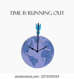 Globe clock time running out modern technology vector design illustration.
