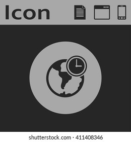 globe with clock vector icon