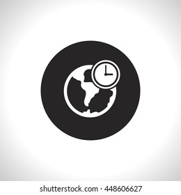 globe with clock vector icon