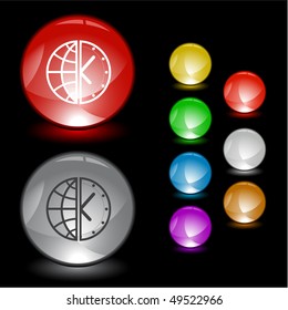 Globe and clock. Vector interface element.
