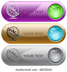 Globe and clock. Vector internet buttons.
