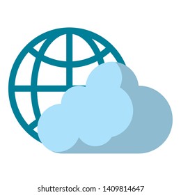 globe with cloud icon cartoon vector illustration graphic design
