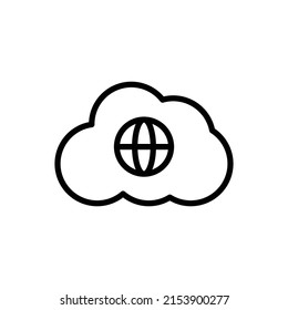 Globe, cloud simple icon vector. Flat design