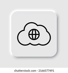 Globe, cloud simple icon vector. Flat design. Neumorphism design.ai