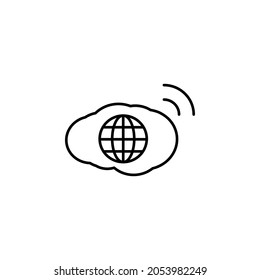 globo, nube, icono de ondas en red móvil