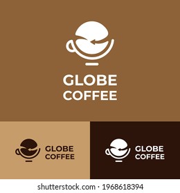 Globe coffee cafe color version logo design inspiration