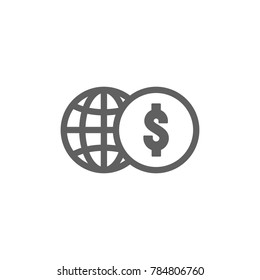 Globe with coin icon vector