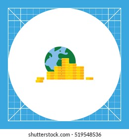 Globe and Coin Stacks Icon