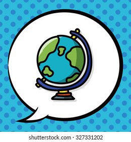 globe color doodle, speech bubble