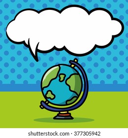 globe color doodle, speech bubble