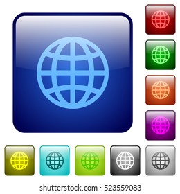 Globe color glass rounded square button set