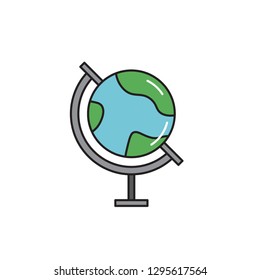 globe color line icon. astronomy vector illustration. Editable Stroke. simple design symbol