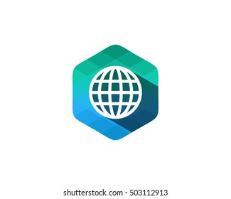 Globe Color Pixel Shadow Logo Design Template Element