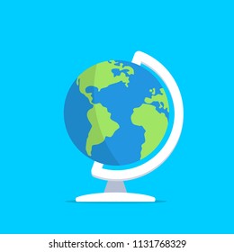Globe colored vector illustration. Isolated Earth model. World map in flat design.