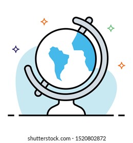 globe colour line vector icon