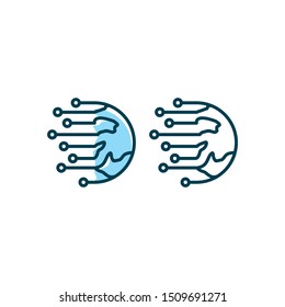 globe communication technology logo icon vector