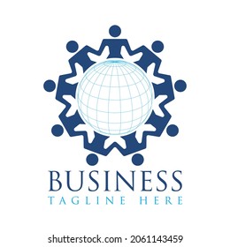 Globe Community Vector logo design template.group World logo.