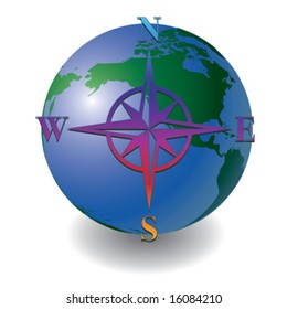 Globe with compass