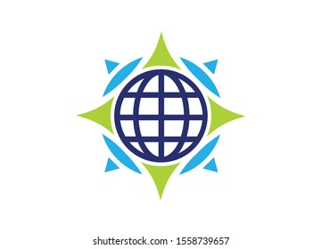Globe Compass Logo Design Earth Navigation and Directional Guidance for Global Business Ventures