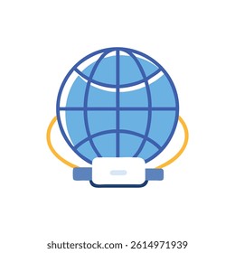 Globe with computer connection icon, global network concept
