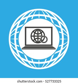 globe computer gear connected communication vector illustration eps 10