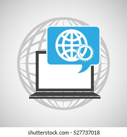 globe computer gear connected communication vector illustration eps 10