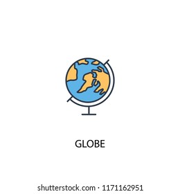 globe concept 2 colored line icon. Simple yellow and blue element illustration. globe concept outline symbol design from space exploration set