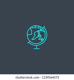 globe concept blue line icon. Simple thin element on dark background. globe concept outline symbol design from space exploration set. Can be used for web and mobile UI/UX