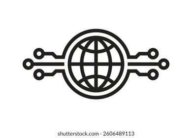 Globe concept icon vector design. Computer network SEO icon. Search engine optimization. Global communication design elements illustration.