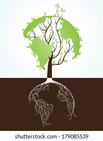 Globe concept tree roots 