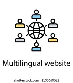 
Globe connected with people of different languages conceptualizing multilingual website 
