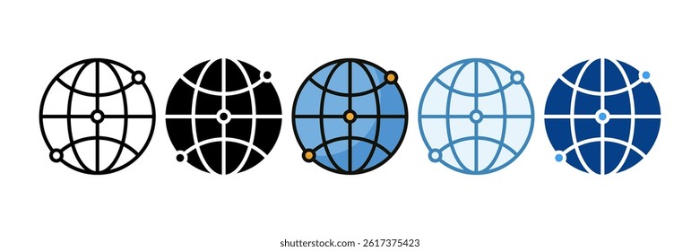 Globe Connection Icon Set Multiple Style Collection