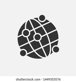 Globe Connection Icon Vector Sign & Symbol. Presented in Glyph Style.