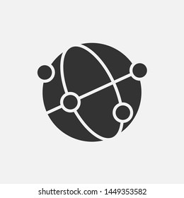 Globe Connection Icon Vector Sign & Symbol. Presented in Glyph Style.