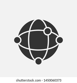 Globe Connection Icon Vector Sign & Symbol. Presented in Glyph Style