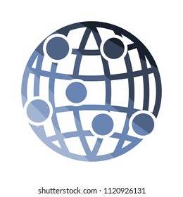 Globe connection point icon. Flat color design. Vector illustration.