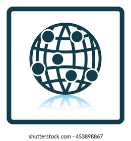 Globe connection point icon. Shadow reflection design. Vector illustration.