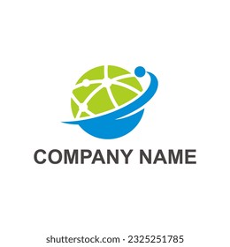 Globe connection technology company logo vector image