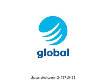 globe connection technology logo design vector