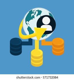 globe connections network image design, vector illustration