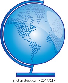 The globe with continents in the form of hearts