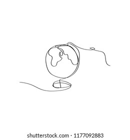 globe in continuous line drawing style, thin linear vector illustration