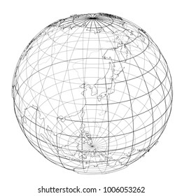 Globe contour. Vector EPS10 format, rendering of 3d