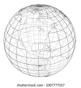 Globe contour. Vector EPS10 format, rendering of 3d