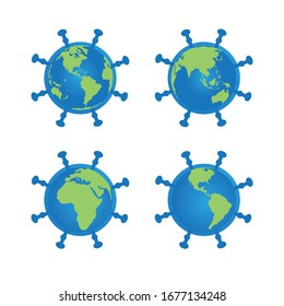 Globe Corona Virus. Global Spread 2020.