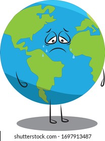 The globe is crying. planet earth is sad and sick. global infection. save our house. Save the Earth. Earth Day. Global virus.